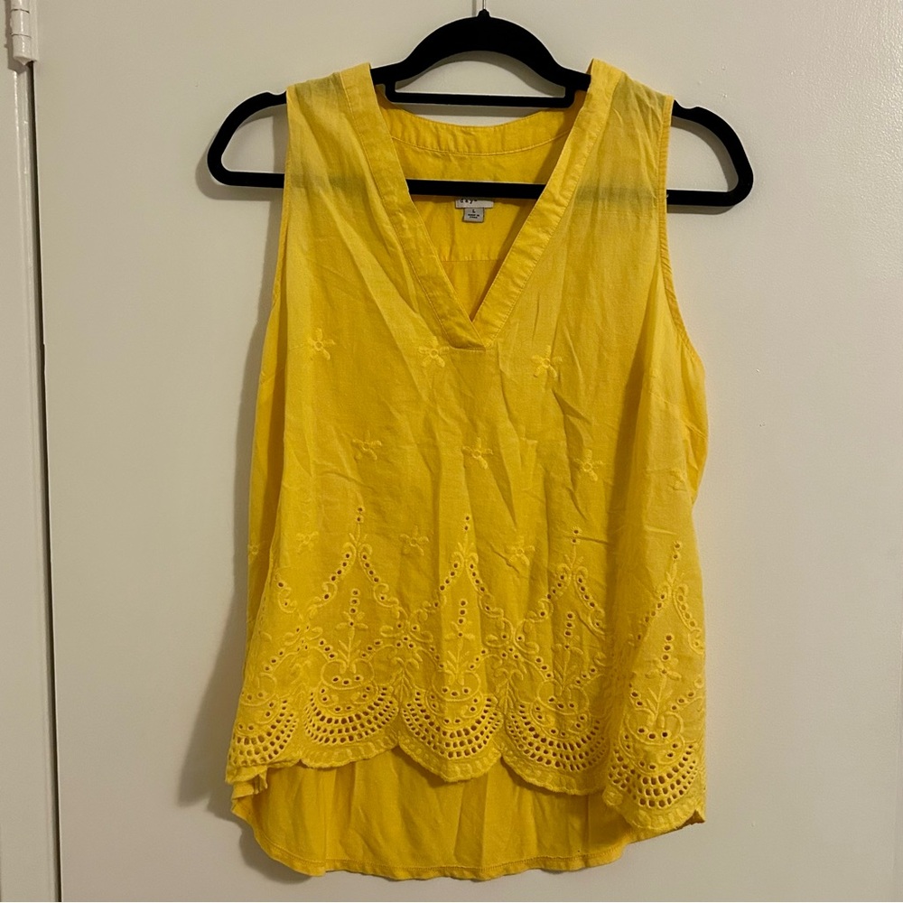 A new day Yellow Tank Top with Embroidered Detail